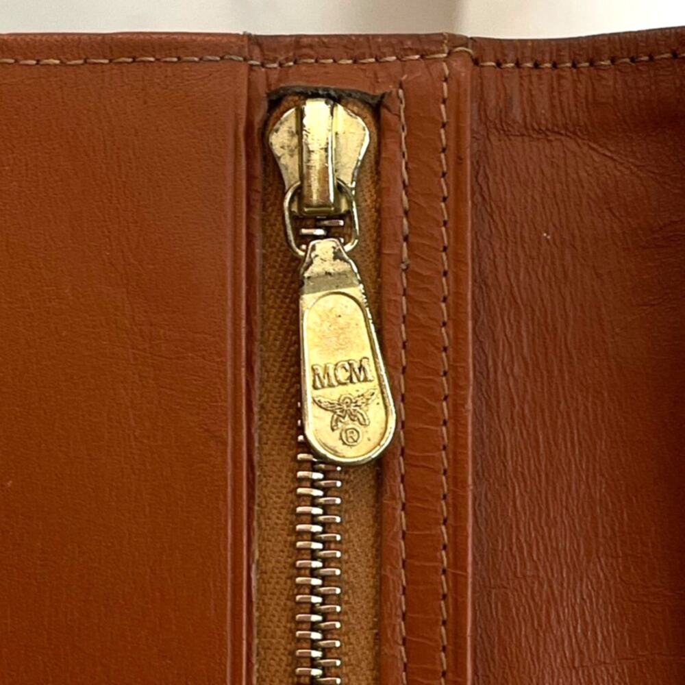 MCM Long Bifold Continental Wallet Cognac Visetos Monogram Coated Canvas GUC - Picture 4 of 9